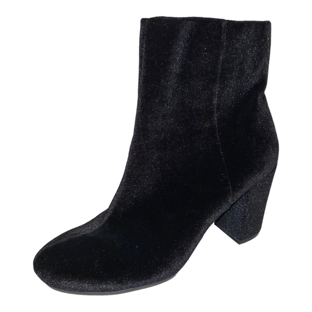 Christian Siriano Women 5M Chunky Black Velvet Ankle Booties Winter Outdoor - Picture 2 of 12